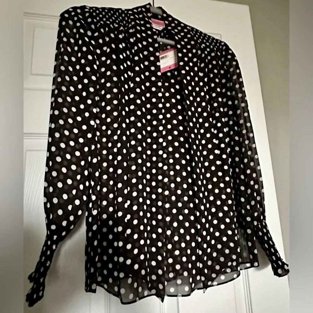 RARE KATE SPADE NWT domino dot chiffon top— size XS